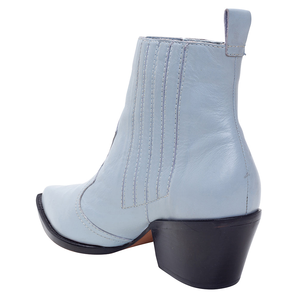 Bota Couro Country Low Azul Claro