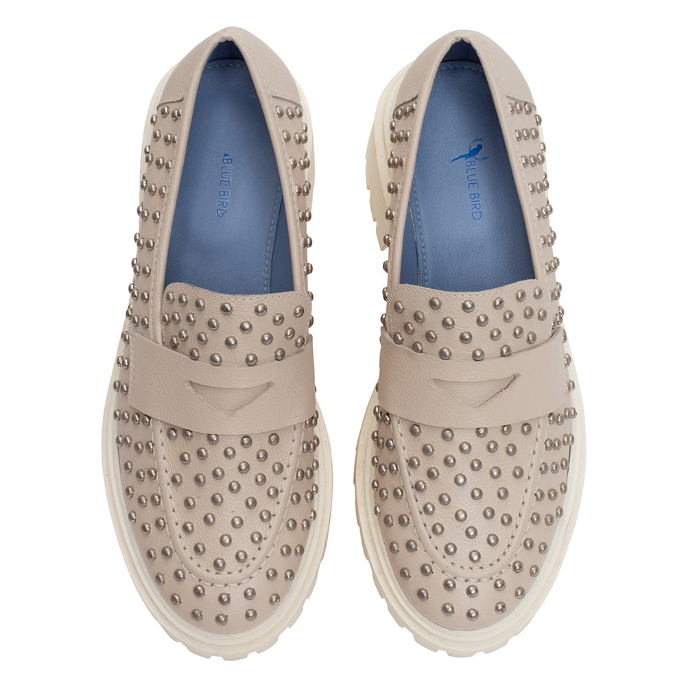 High Loafer Couro Studs Off White