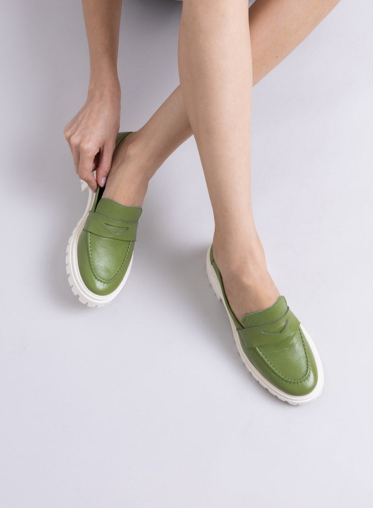 High Loafer Couro Verde Oliva