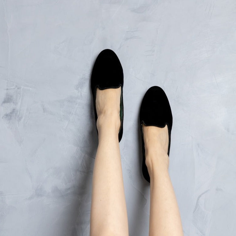 Loafer Veludo Liso Preto