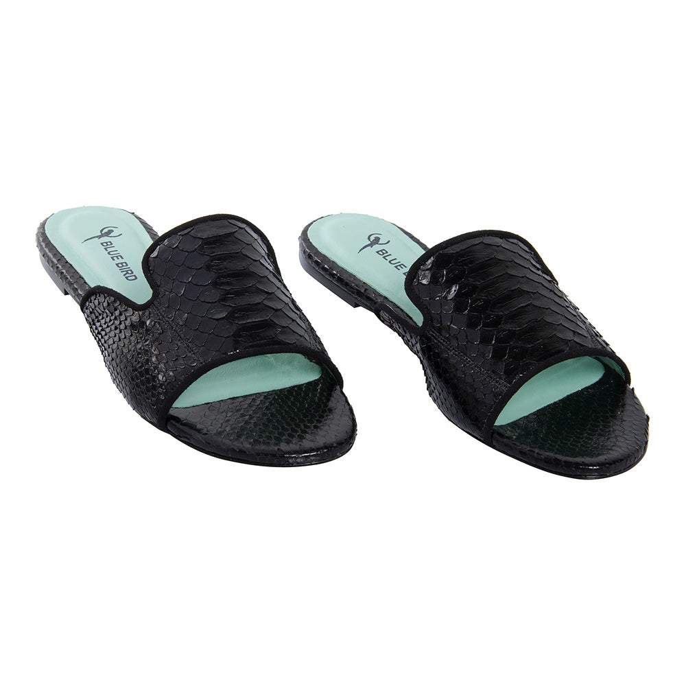 Rasteira Shower Flat Python Preto