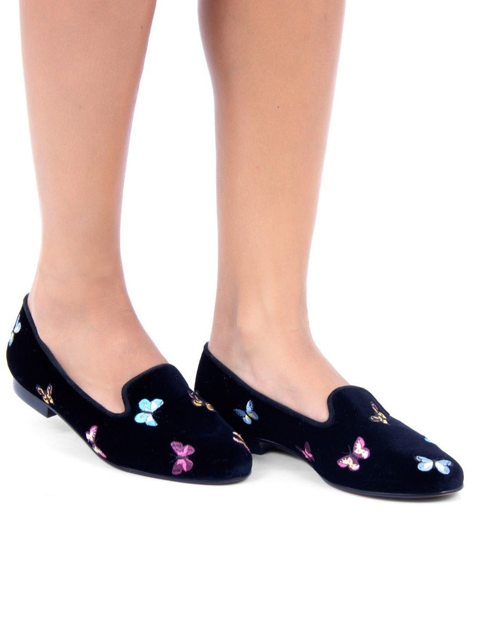 Loafer Borboletas Veludo Preto