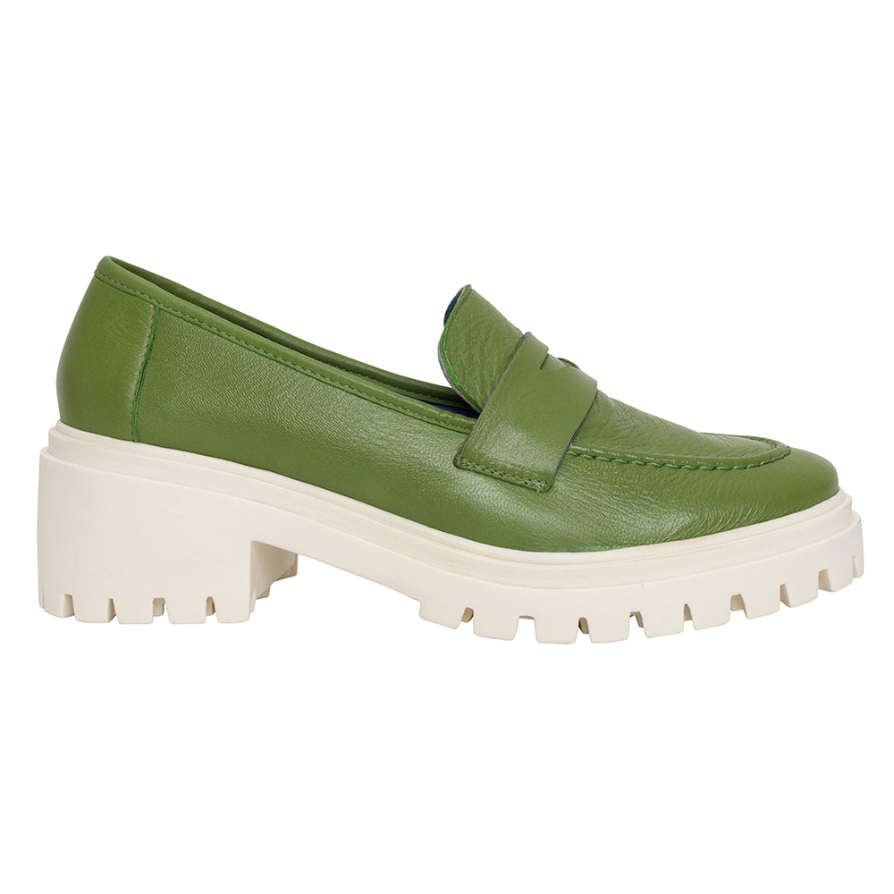 High Loafer Couro Verde Oliva