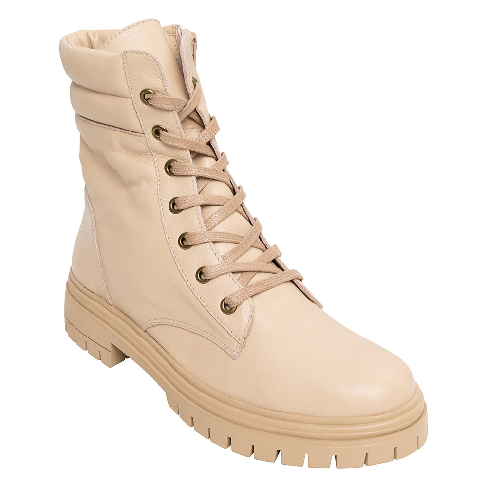 Bota Biker Couro Bege