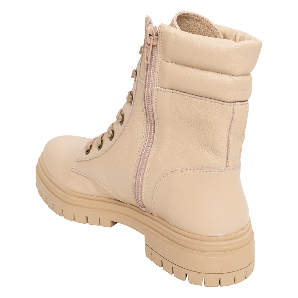 Bota Biker Couro Bege