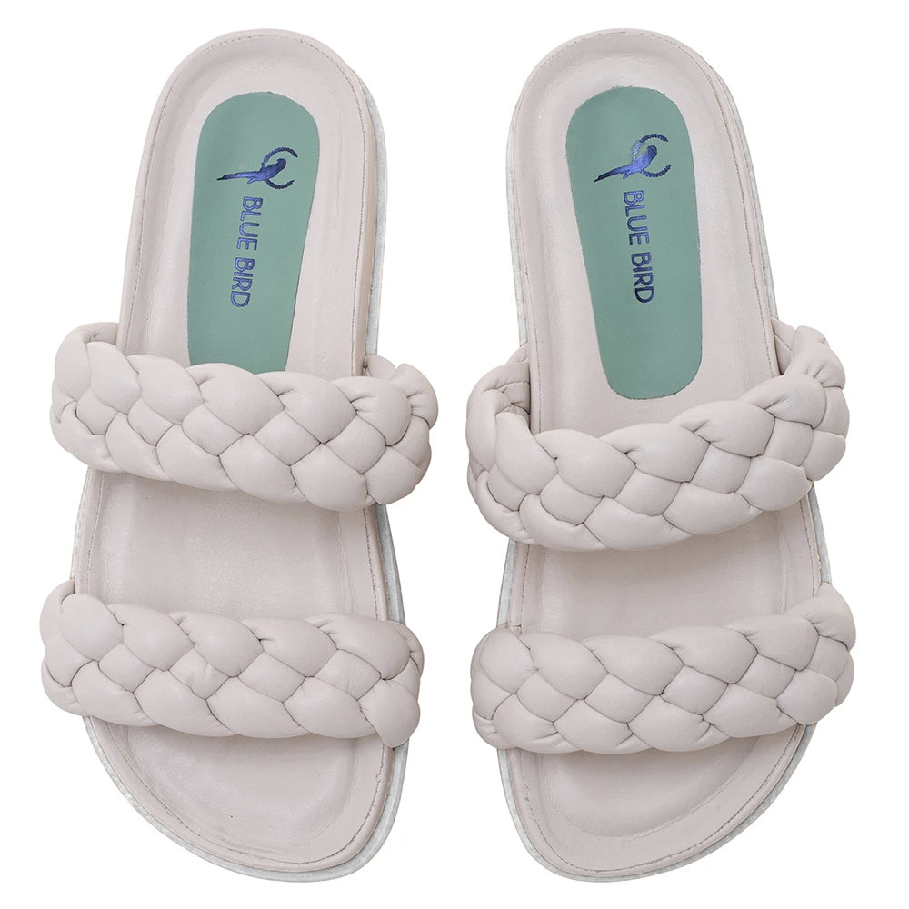 Slider Acolchoada Trançada Areia